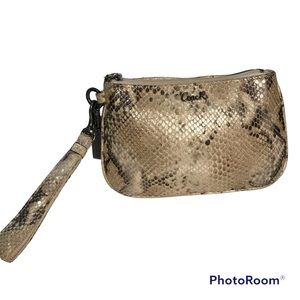 COACH Snake Embossed Leather Wristlet